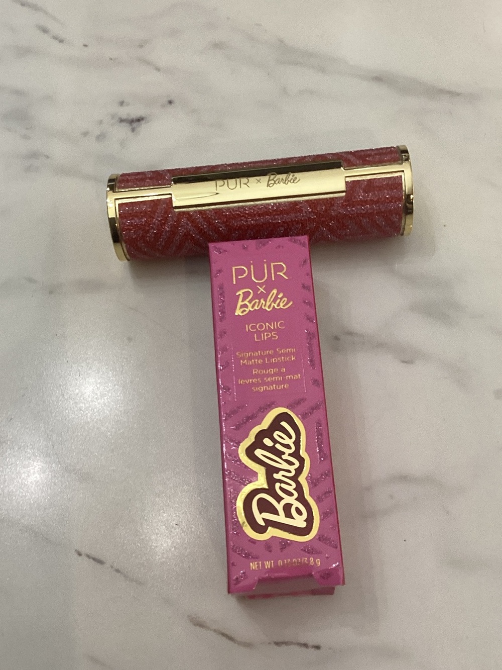 Pur x Barbie Glitter Pink & Gold Matte Lipstick
